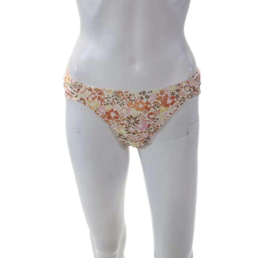 Mink Pink Womens Stretch Floral Print Bikini Bottoms Orange Size S